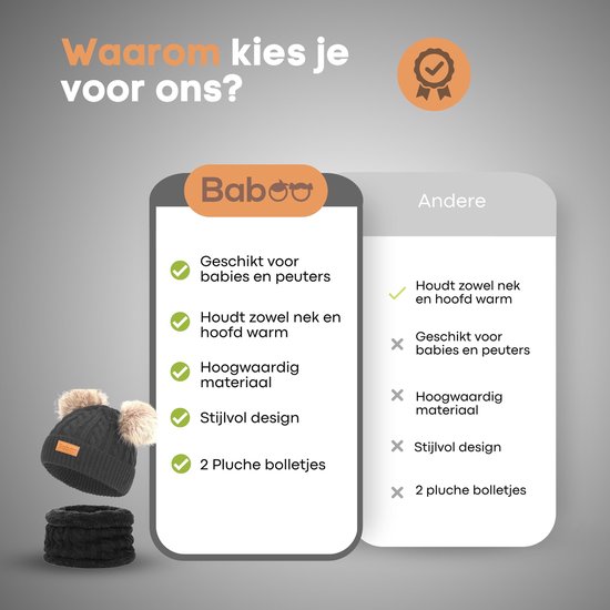 ZLLkeji 2-in-1 set sjaal en muts voor baby's van 0-6 jaar