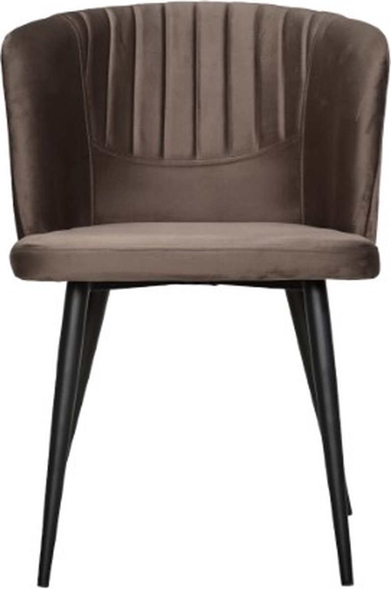 Soof&Tess - Set van 4 - Siena Eetkamerstoel - Bruin - Fluweel - Velvet - Industrieel - Met armleuning - Easy Clean Stoffen - Hoge Kwaliteit