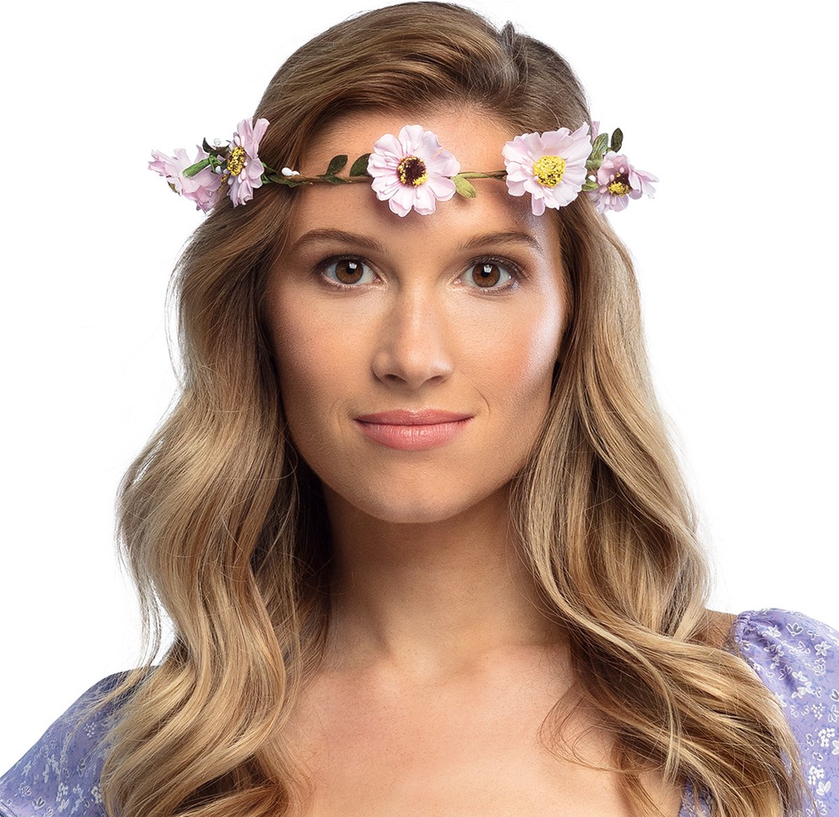 Boland - Hoofdband Mallorca Roze - Één maat - Volwassenen - Vrouwen - 60's & 70's - Hippie & Flower Power - Hawaii - Ibiza - Bohemian - Festival — afbeelding 5