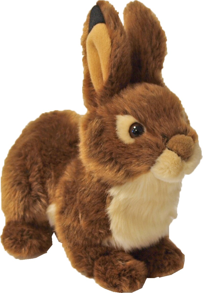 Boony 'Natural Decoration' - Liggend Pluche Konijn - Kleur: Bruin - 25 cm