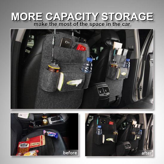 Auto Organizer, Autostoel Organizer, Baby Kinderen Autostoel Organizer Vilt, Autostoelen Rugleuning Organisatoren, Stoelbescherming, Auto Seat Organizer, Hoogwaardig Vilt, ZWART, 1 Stuk van Merkloos — afbeelding 5