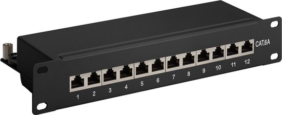 Goobay 10'' Patch Panel - 12 poorten - CAT6a (1U) - zwart van Merkloos — afbeelding 2