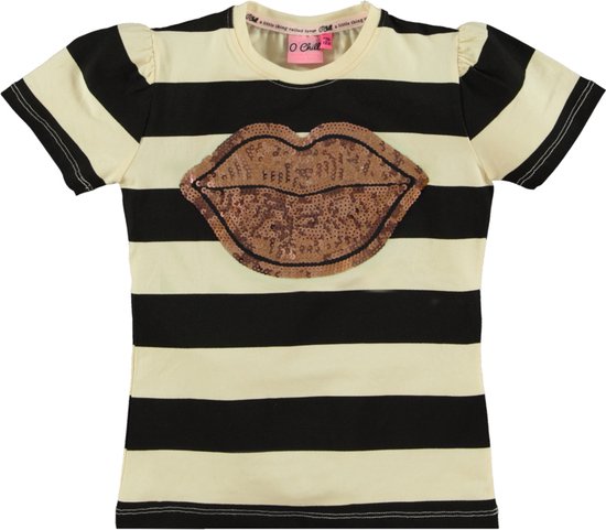 OChill-Girls T-Shirt Raissa-Ecru-zwart