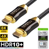 Qnected® HDMI 2.1 kabel 5 meter - Certified - 4K 120Hz & 144Hz, 8K 60Hz Ultra HD - PS5, Xbox Series X & S - Charcoal Black