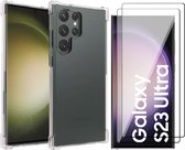 Hoesje geschikt voor Samsung Galaxy S23 Ultra - 2x Screen Protector FullGuard - Back Cover Case ShockGuard Transparant & Screenprotector