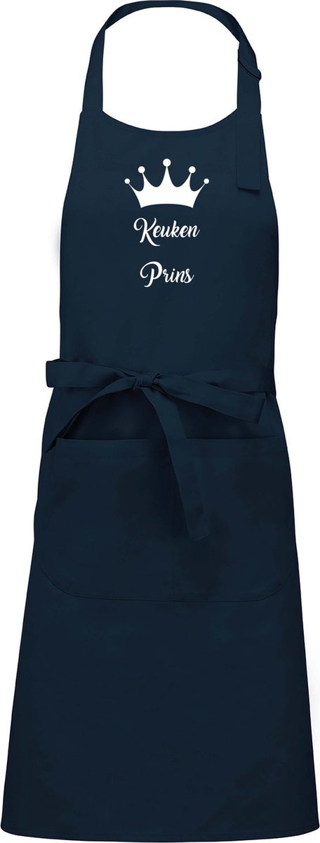 mijncadeautje - luxe schort - keukenprins met kroon - blauw