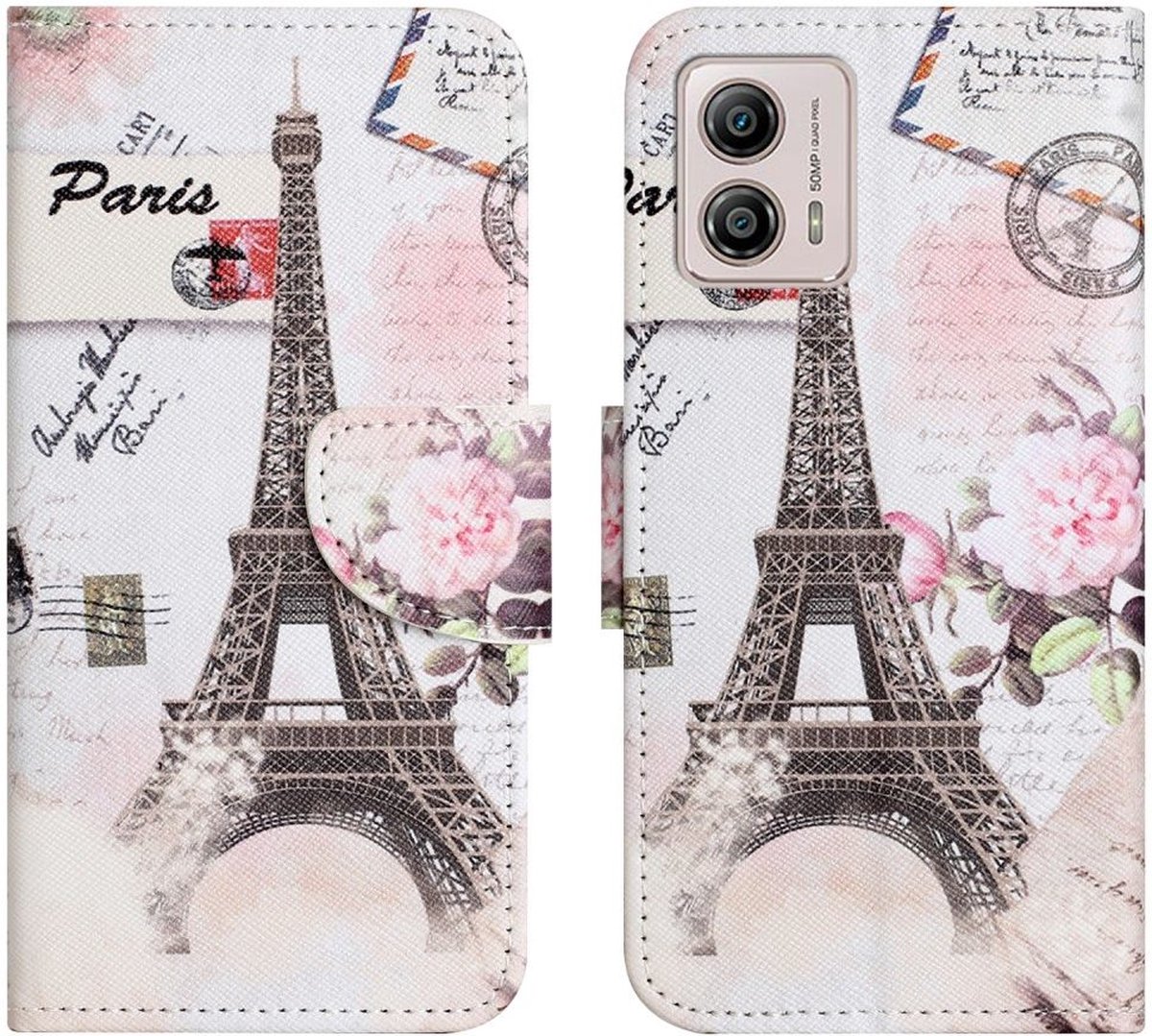 Motorola Moto G53 / G13 / G23 Hoesje Portemonnee Eiffeltoren Print
