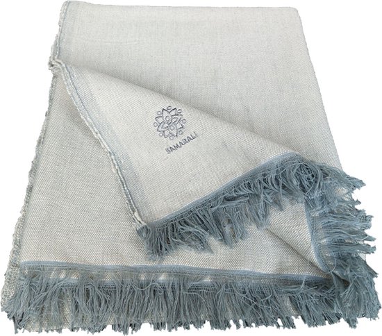 Samarali Chambray Grijs Yoga Deken - Biologisch Katoen - 200x150 cm - Handgemaakte Meditatiedeken - Comfort en Veelzijdigheid van Samarali — afbeelding 3