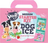 Smoofl honden lekkernij - Starter Kit om je eigen honden ijs te maken, Kit met 2 ijsmixen voor honden, Pindakaas en Aardbei smaak, een pootvormige Silicone Vorm - voor 4 hondenijsjes