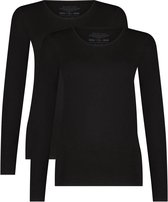 Comfortabel & Zijdezacht Bamboo Basics Luna - Bamboe T-Shirts (Multipack 2 stuks) Dames - Lange Mouwen - Zwart - M