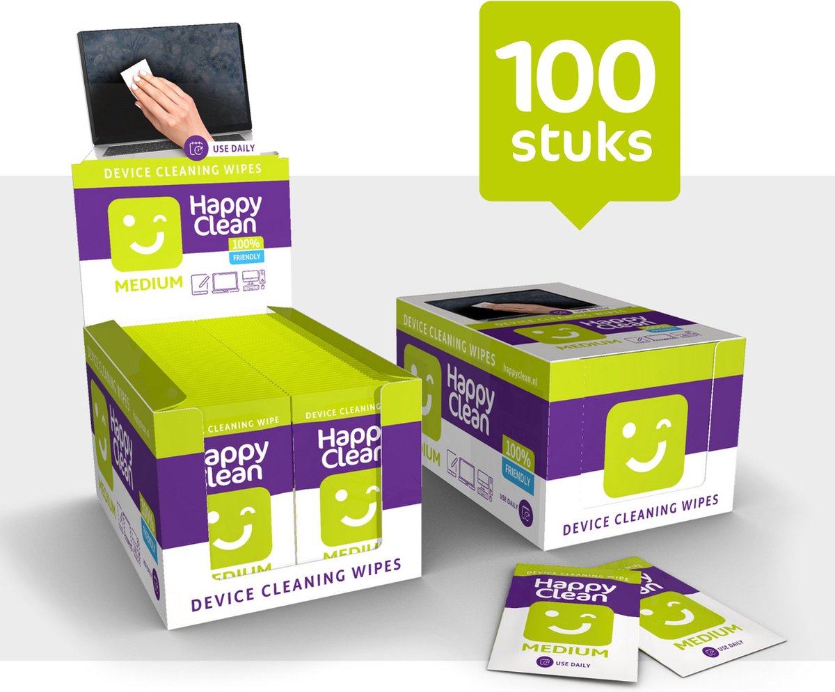 Happy Clean Singlepack reinigingsdoekjes 100 stuks laptop schoonmaakdoekjes voor...