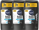 Nivea Men Invisible Black & White Fresh Deodorant - 3 x 50 ml - 5 Voudig Werking - 0% Alcohol