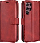 Lunso - Geschikt voor Samsung Galaxy S23 Ultra - cover bookcase hoes - Rood