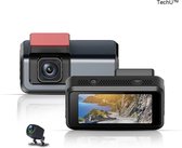 TechU™ Dashcam Camera – M45 Zwart – Dashboardcamera met Achteruitrijcamera – 3 inch Beeldscherm Full HD 1080P – 140° Wijdhoeklens – G-sensor – Loop recording – Bewegingssensor – Parkeermodus – Voor Auto