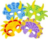 Foam maskers dino's - gezichtsmasker - dino dinosaurus kinderfeestje - 4 stuks