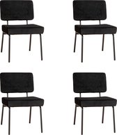 Bronx71® Velvet eetkamerstoel Espen zwart - Eetkamerstoelen set van 4 - stoel