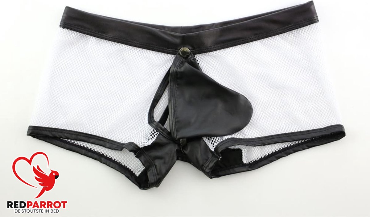 Transparante onderbroek met penisfunctie | Visnet look | Erotische short | Kuisheidskooi | Voor hem | Sexy ondergoed | S tot en met XXL