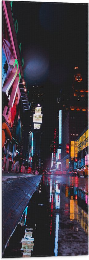 Vlag - Plein Times Square in Nacht - 30x90 cm Foto op Polyester Vlag
