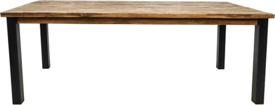 HSM Collection Eettafel Atlanta - 180x90 cm - rustiek oud teak/metaal