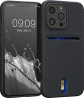 kwmobile telefoonhoesje geschikt voor Apple iPhone 13 Pro - Zachte TPU case met kaarthouder en silicone coating - In zwart