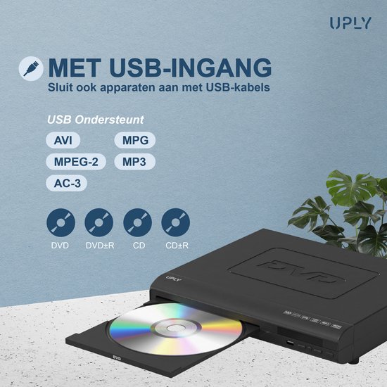 UPLY DVD Speler met HDMI - Full HD - 1080p - Regiovrij - Inclusief HDMI Kabel en Afstandsbediening - DVD en CD Speler - USB van UPLY — afbeelding 2