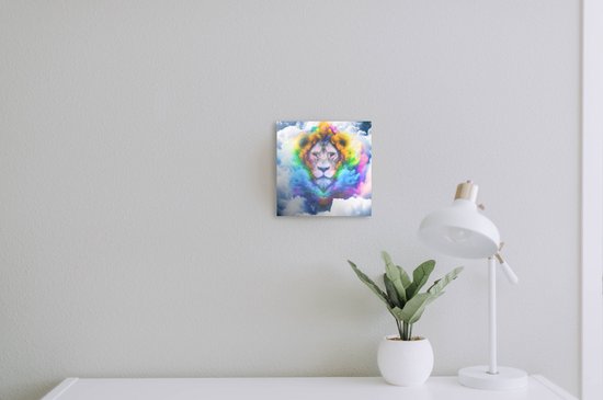 Cloudy with a chance of lions | Cloudy with a chance of Lions | Kunst - 80x80 centimeter op Dibond | Foto op Dibond