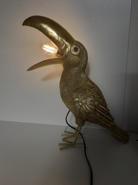Toekan beeld Toekan tafellamp Goud Inclusief lamp Apart van Farmwood 39x35x17 cm