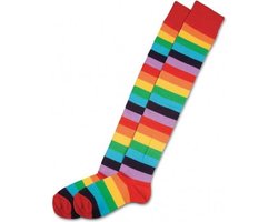 Rainbow over the knee socks Fel gekleurde Regenboog kousen gestreept
