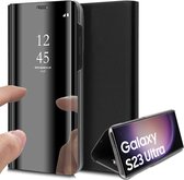 Hoesje geschikt voor Samsung Galaxy S23 Ultra - Book Case Spiegel Zwart