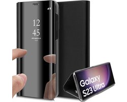 Hoesje geschikt voor Samsung Galaxy S23 Ultra - Book Case Spiegel Zwart