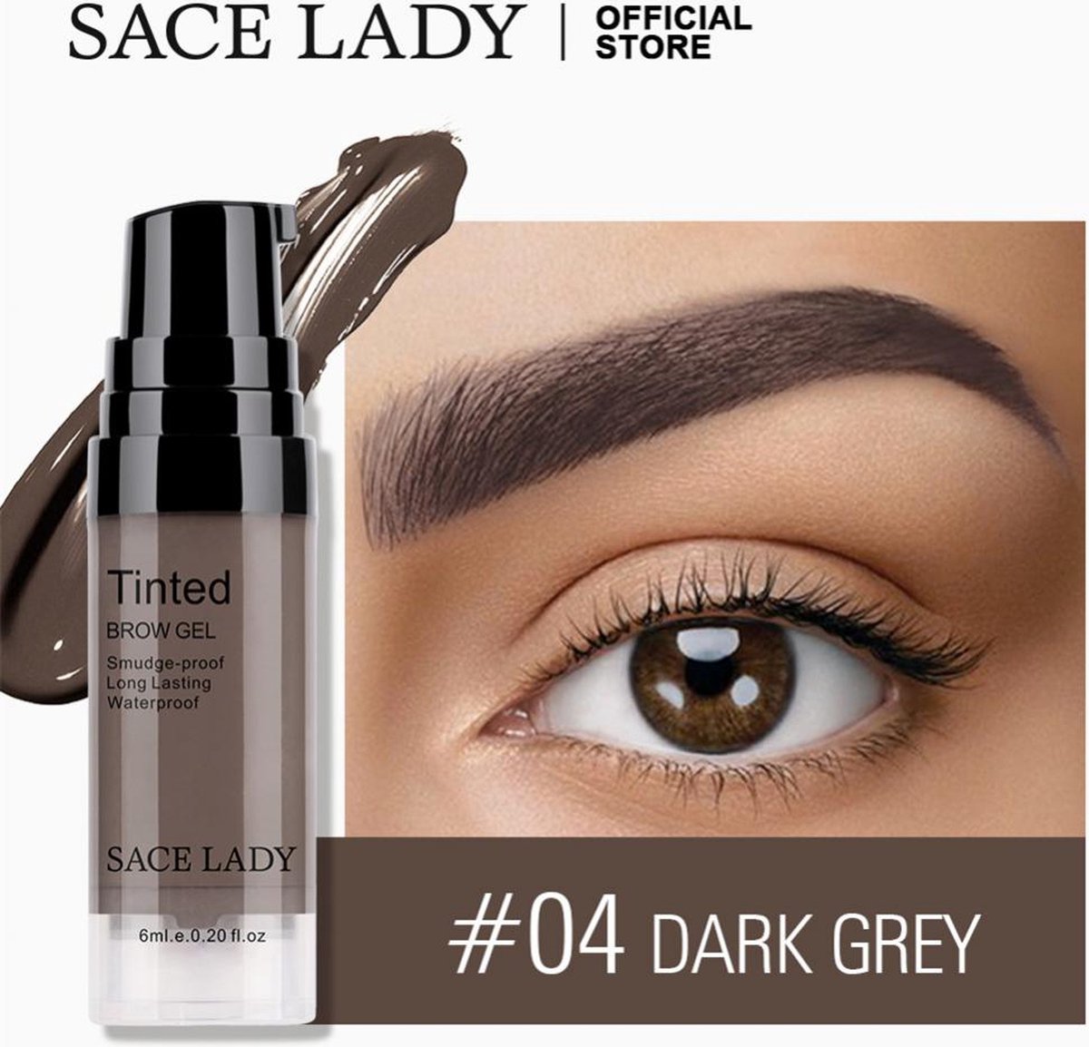 Sace Lady Tattoo Brow Gel - Brow Gel - Wenkbrauw Gel Mascara – Dark Grey #04 – Assortiment ‘Het Gemak’