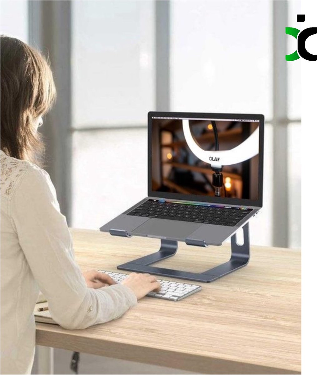 Laptopstandaard universeel 10-17 inch, aluminium, ergonomisch, antislip, kabelbeheer, ventilatie, zilver - Afbeelding 4