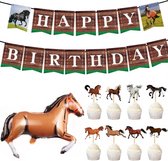 Ensemble de décoration de cheval de 10 pièces avec guirlande, ballon et cupcake toppers - cheval - animal - guirlande - ballon - cupcake toppers - anniversaire