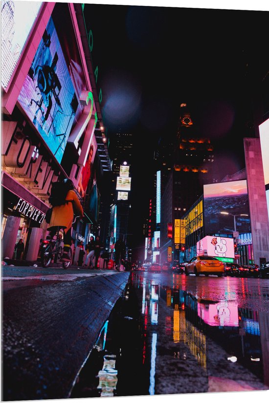 Acrylglas - Plein Times Square in Nacht - 80x120 cm Foto op Acrylglas (Wanddecoratie op Acrylaat)