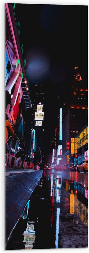 Acrylglas - Plein Times Square in Nacht - 30x90 cm Foto op Acrylglas (Met Ophangsysteem)