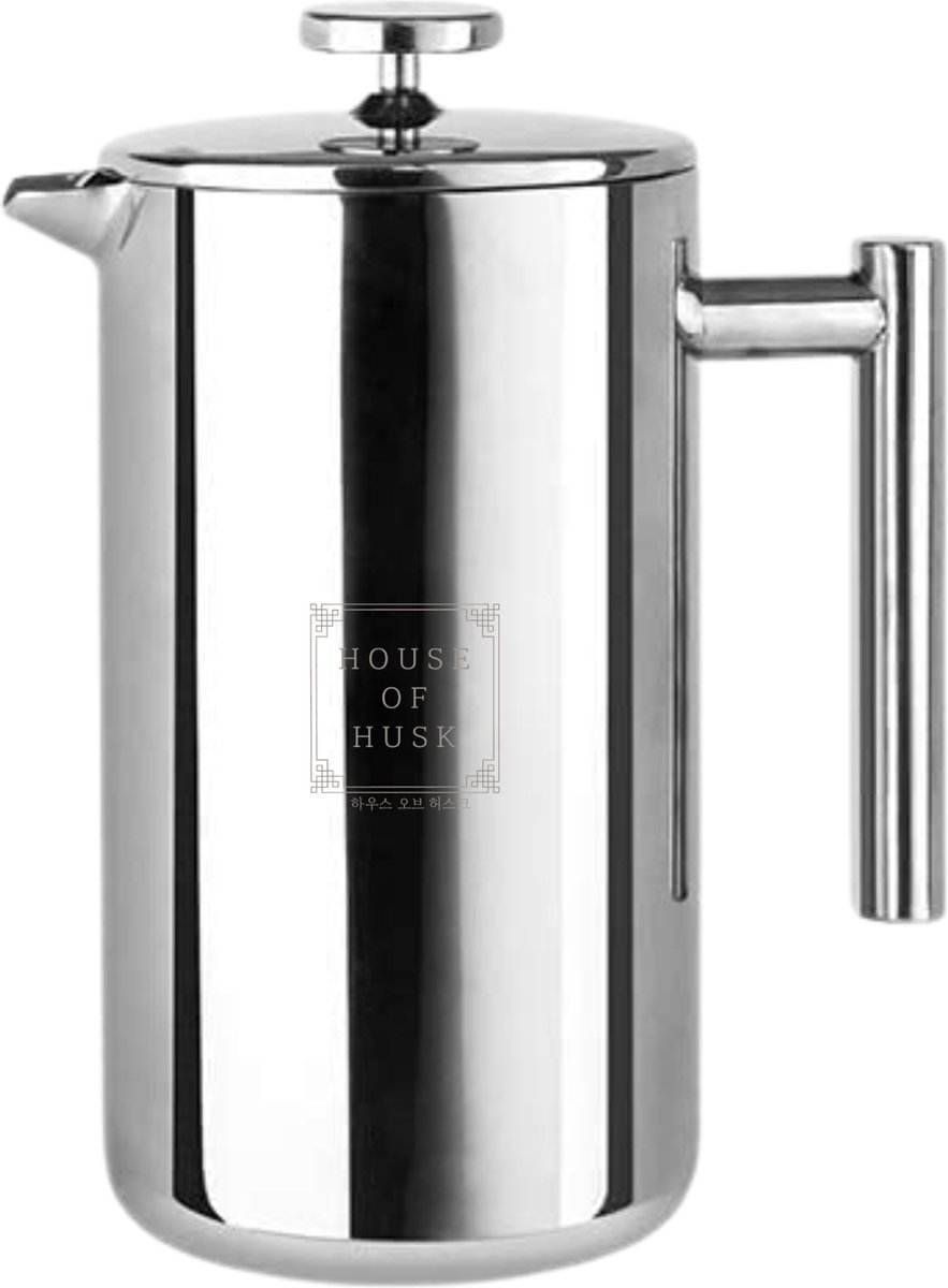 House of Husk® Cafetière - French Press - Coffeemaker - Filter Koffie - RVS - Slow Coffee - 1 Liter - Zilver