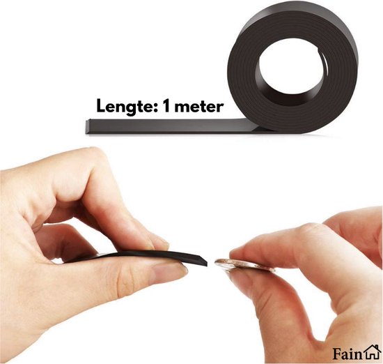 Zelfklevende magneetstrip – 1 Meter rol – Zwart – Magneetband – Radiator magneten - Magneetstrip – Magneettape – Radiatorfolie magneten - Magneetband zelfklevend – Magneetband whiteboard – Radiator tape – Magneetstrip zelfklevend - Fain