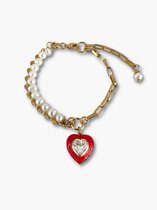 Zatthu Jewelry - N23SS570 - Juul zirkonia hart armband rood met parels