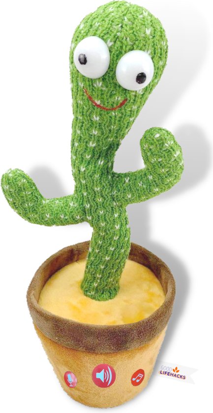 Special Edition Good lifehacks Originele Dansende Cactus - Interactieve Knuffel - Pratende en Dansende Pop - Speelgoed - 5 Volume Standen - Recorder - Dancing Cactus - Baby en Peuter - 120 TikTok Liedjes