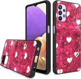 Shockbestendige Silicone Hoesje met print Geschikt voor: Samsung Galaxy A13 4G - Pink Hearts - ZT Accessoires