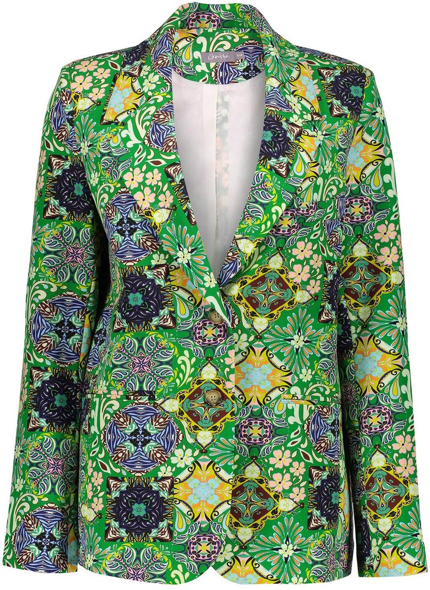 Geisha Blazer Blazer Mix And Match Print 35085 32 Bright Green Dames Maat - L