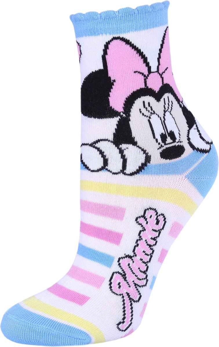 Minnie Mouse DISNEY - Wit met blauw gestreepte sokken / 23-26