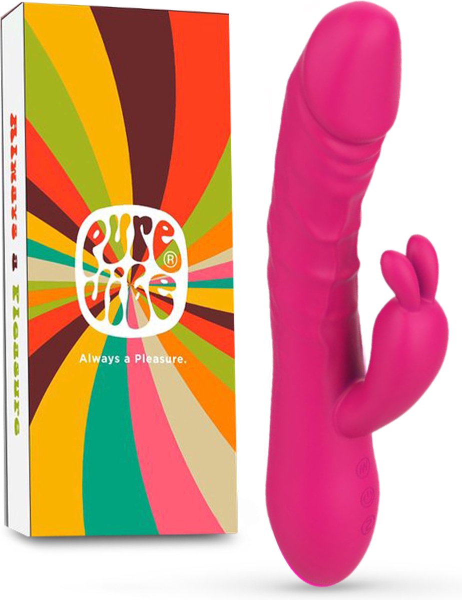 Bol.com PureVibe® Magic Pulsing Rabbit – Stotende Rabbit Vibrator voor Vrouwen – Clitoris & G-Spot Stimulator – Dildo - 10 Stoot... aanbieding