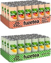 Fuze Tea Pack Green Tea sleekcan 24x330 ml NL en Black Tea Peach Hibiscus 24x330 ml NL