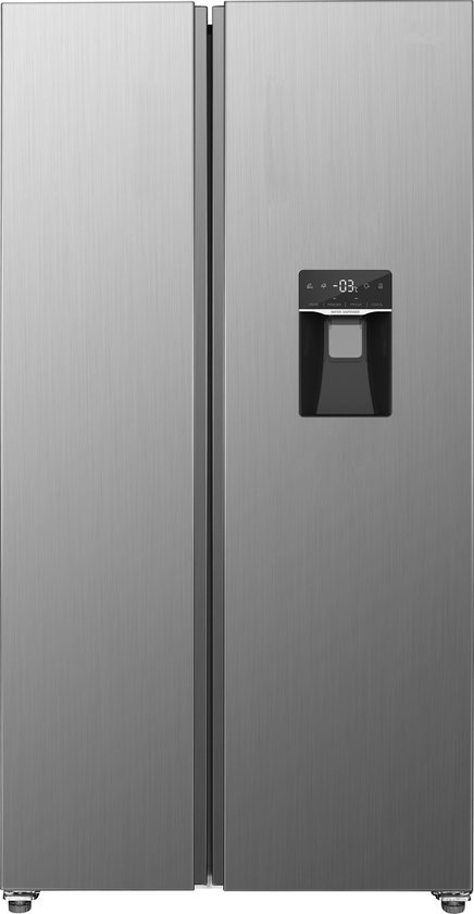 Exquisit SBS146-WS-040ES - Amerikaanse koelkast - Waterdispenser - Display - 439 liter - Zilver