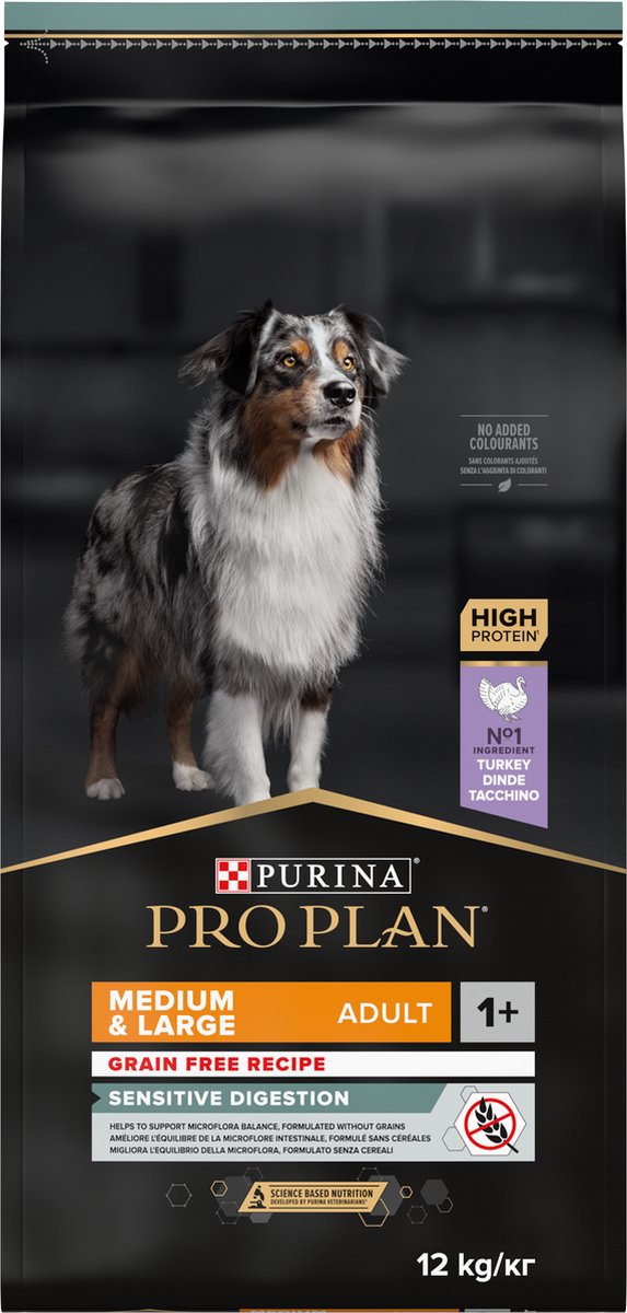 Pro Plan Graanvrij Medium & Large Adult Sensitive Digestion - Honden Droogvoer- Kalkoen - 12 kg