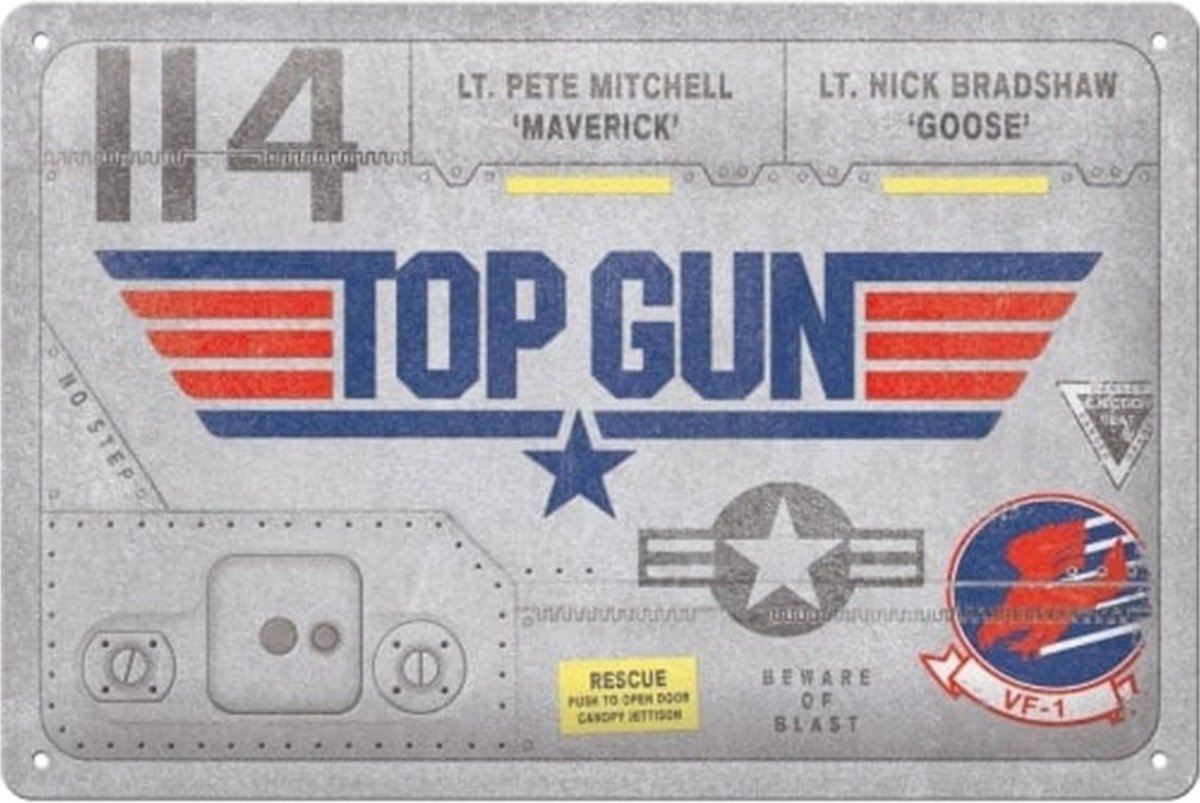 Metalen Bord 20x30 cm Top Gun - Aircraft Metal