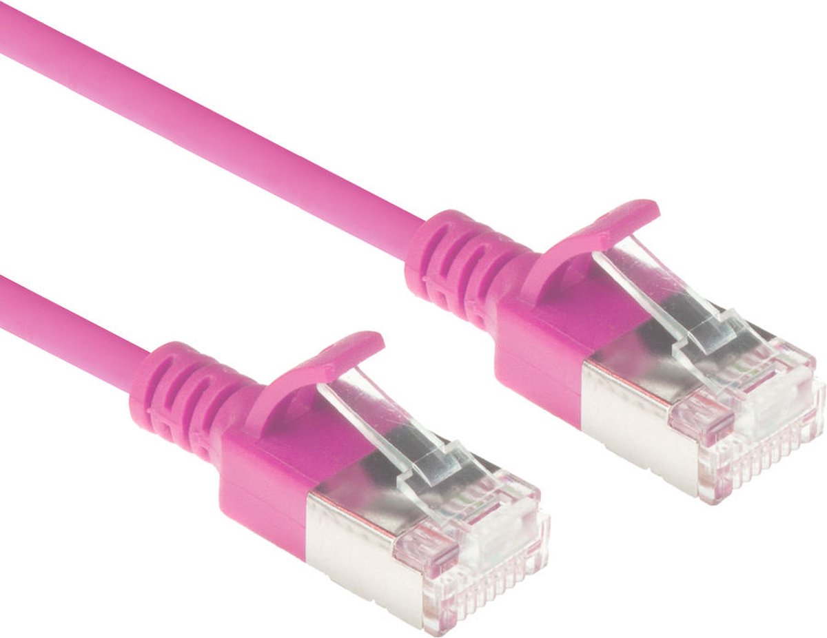 ACT DC7410 LSZH U/FTP CAT6A Datacenter Slimline Patchkabel Snagless | RJ45 Connectoren | Roze | 10 meter