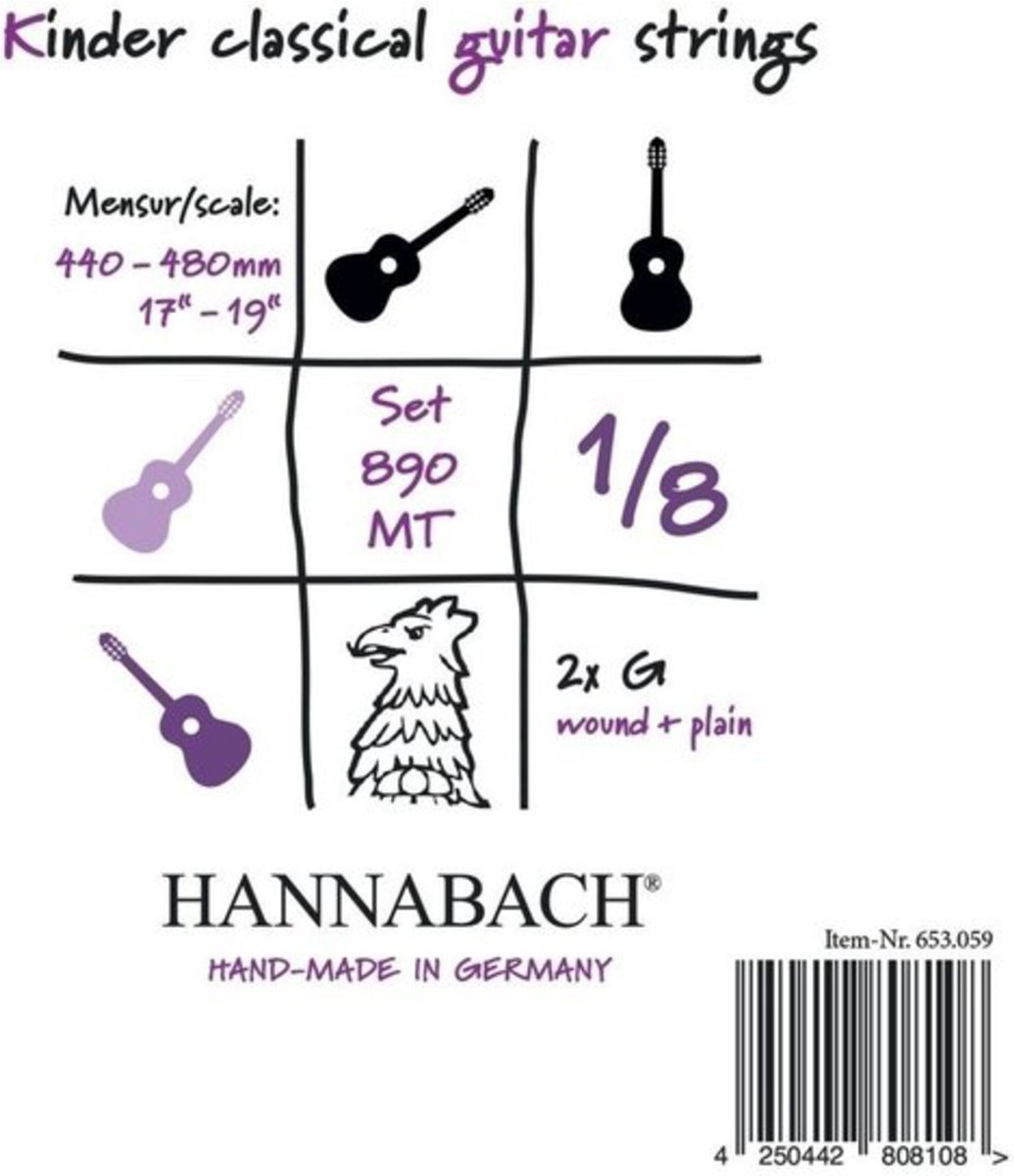 Hannabach 890 Kinder Classical Guitar Strings 1/8 - Klassieke gitaarsnaren