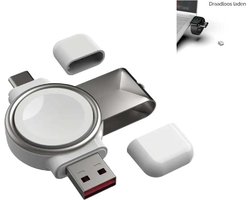 Kuulaa - Powerbank - Apple Watch – Lader – USB-C - USB-A - Apple Watch Oplader - Draadloze Snellader – 3 Watt - Sleutelhanger
